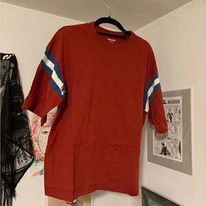 Old Navy Red Tee with Blue and White Stripes